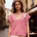 Pull sans manches femme en maille rose