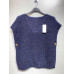 Pull sans manches femme bleu marine tricoté avec boutons latéraux