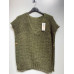 Pull sans manches femme en maille kaki avec boutons latéraux