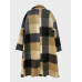 Manteau long à carreaux beige et gris en laine