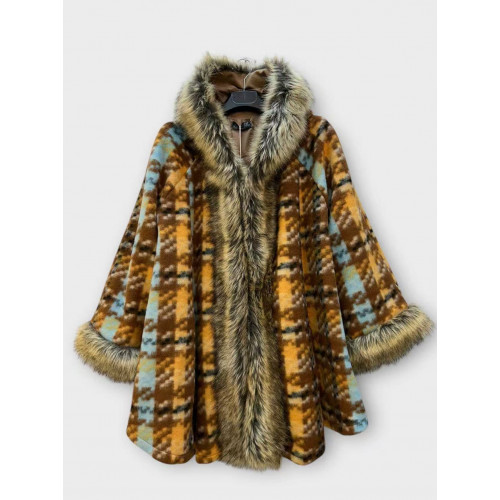 Manteau Oversize à Capuche en Faux Fur